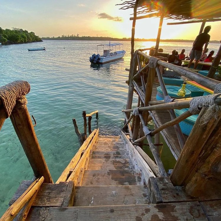 Traditional dhow at Watamu sandbank